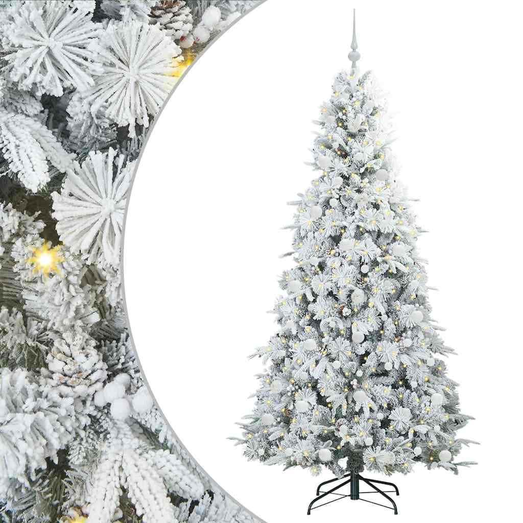 Kunstigt Hinged Juletræ med 300 LED'er Hvid 210 cm PE og PVC