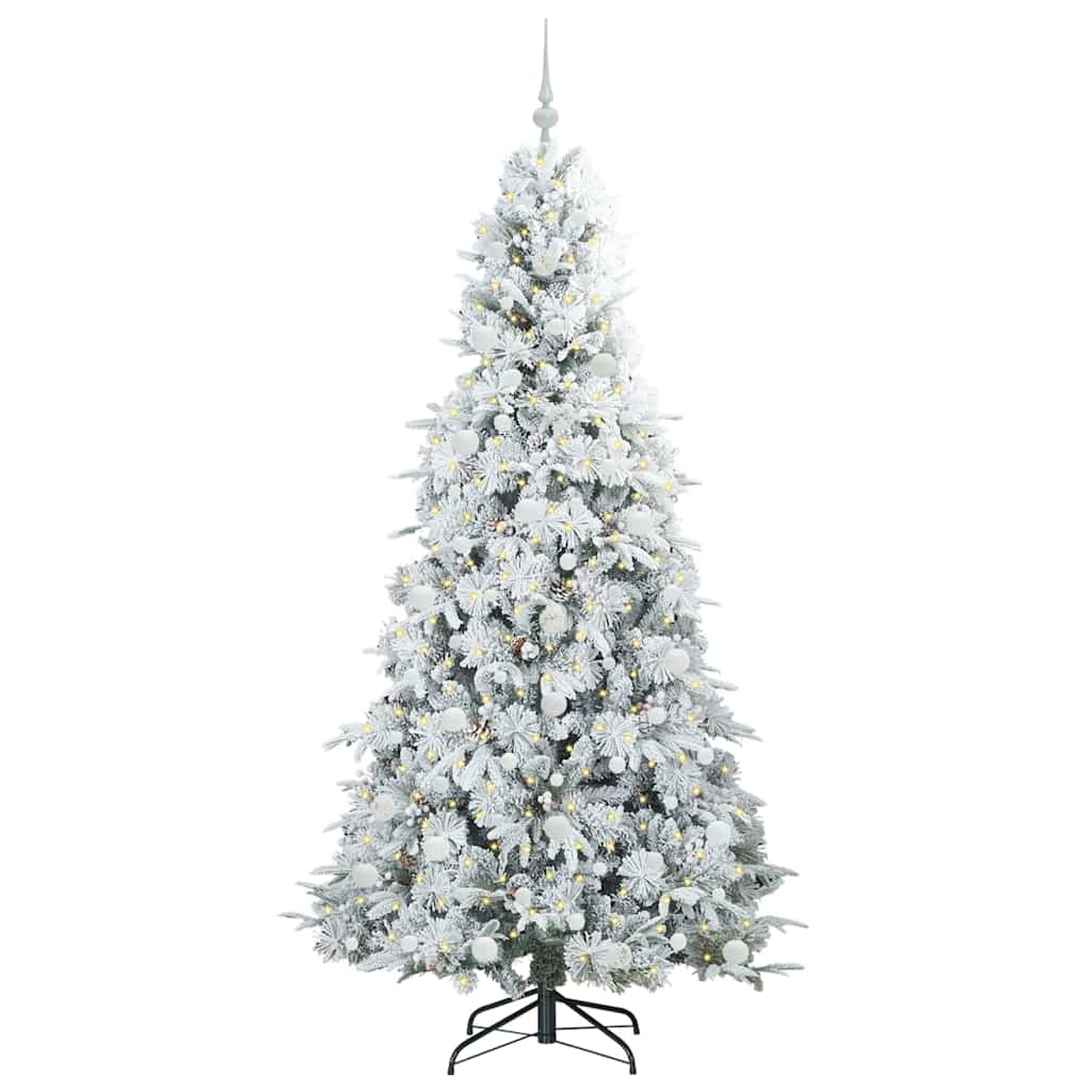 Kunstigt Hinged Juletræ med 300 LED'er Hvid 210 cm PE og PVC