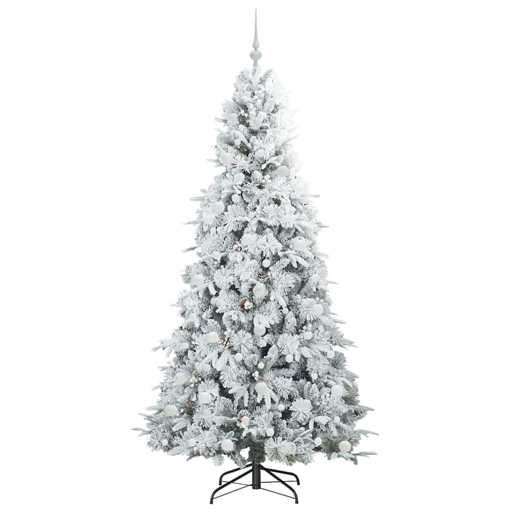 Kunstigt Hinged Juletræ med 300 LED'er Hvid 210 cm PE og PVC