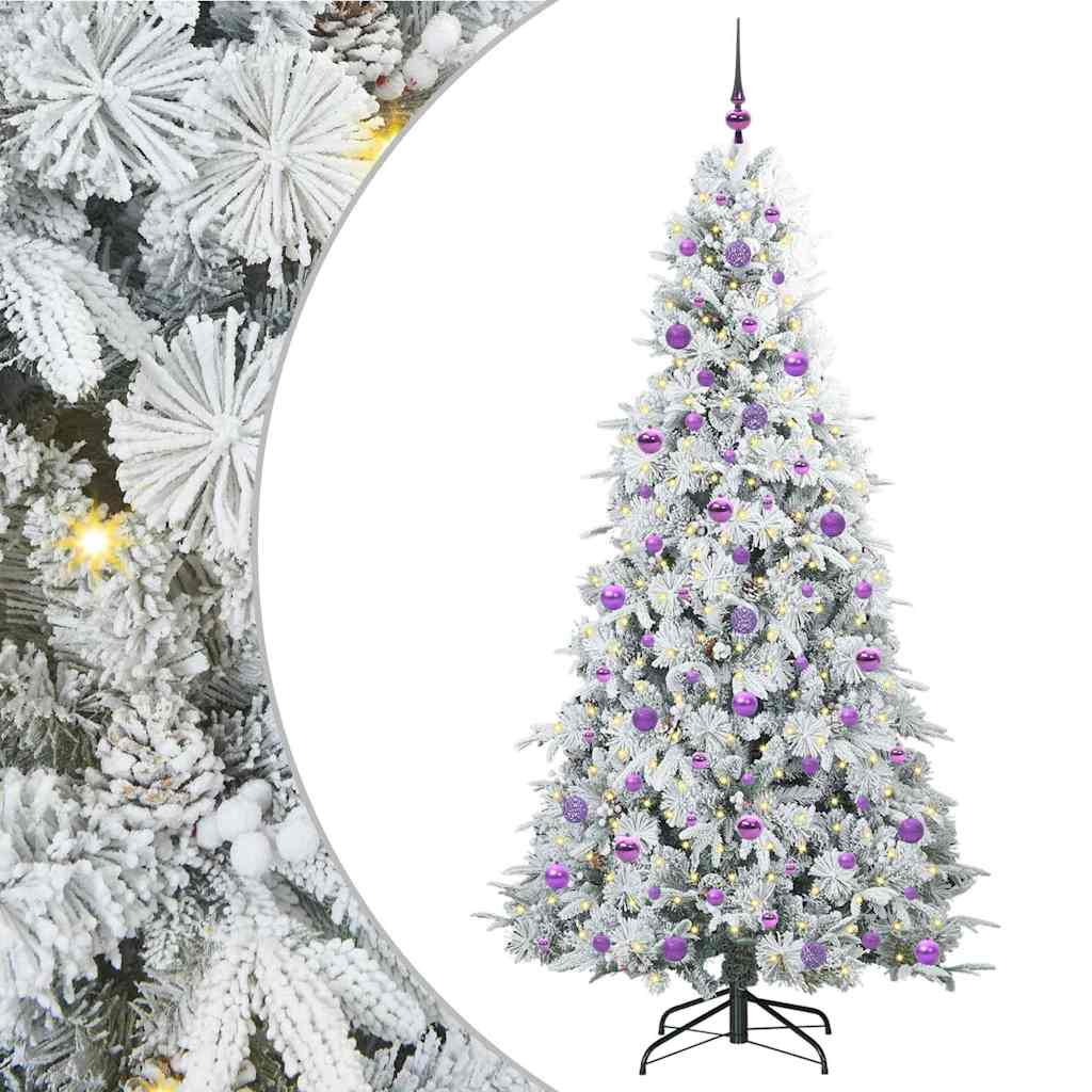 Kunstigt Hinged Juletræ med 300 LED'er Hvid 210 cm PE og PVC