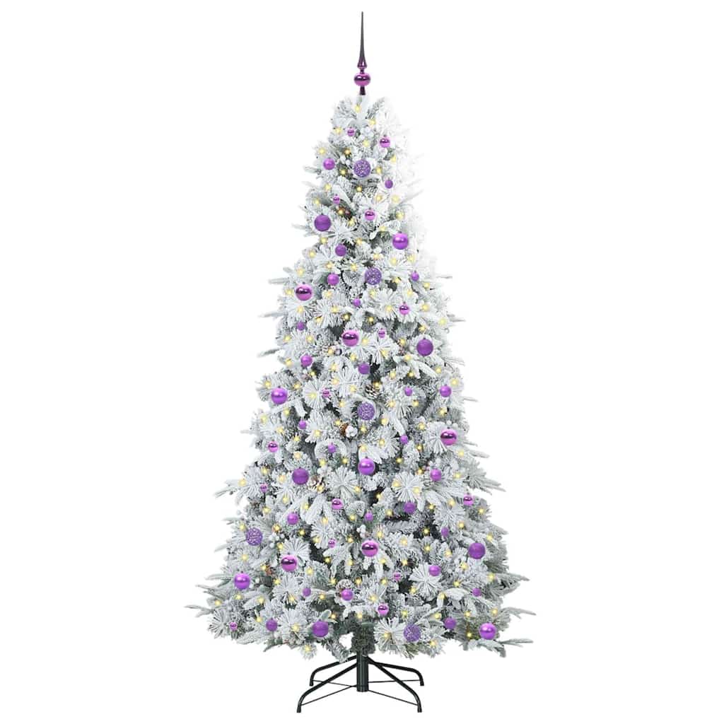 Kunstigt Hinged Juletræ med 300 LED'er Hvid 210 cm PE og PVC