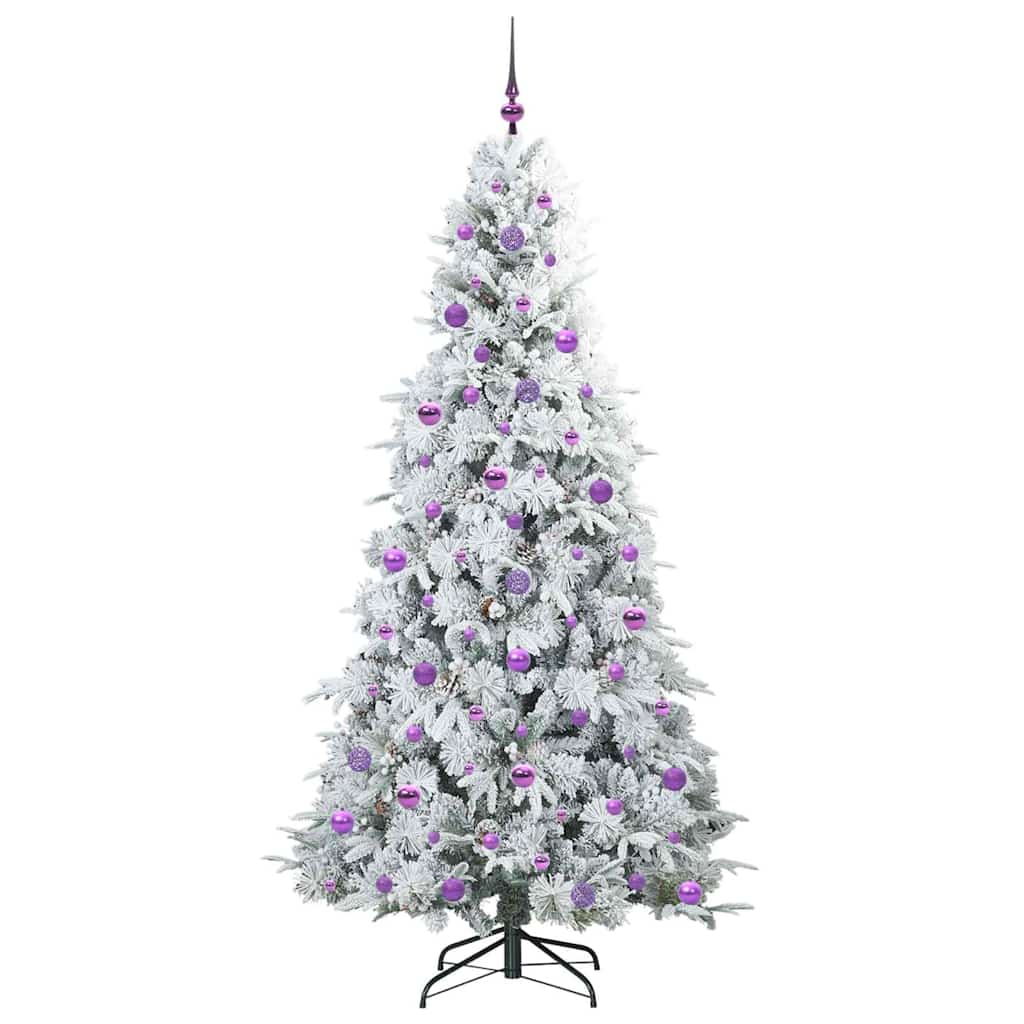 Kunstigt Hinged Juletræ med 300 LED'er Hvid 210 cm PE og PVC