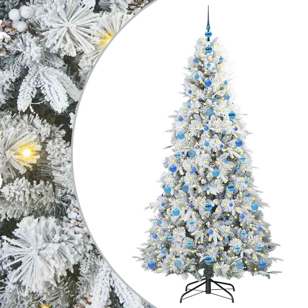 Kunstigt Hinged Juletræ med 300 LED'er Hvid 210 cm PE og PVC