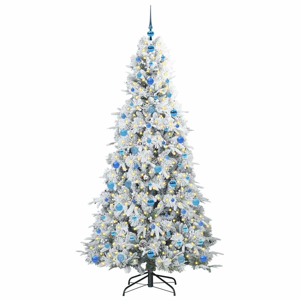 Kunstigt Hinged Juletræ med 300 LED'er Hvid 210 cm PE og PVC