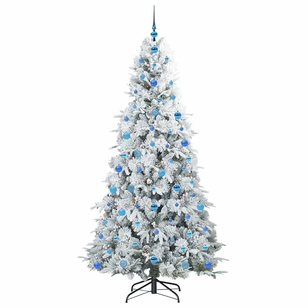 Kunstigt Hinged Juletræ med 300 LED'er Hvid 210 cm PE og PVC