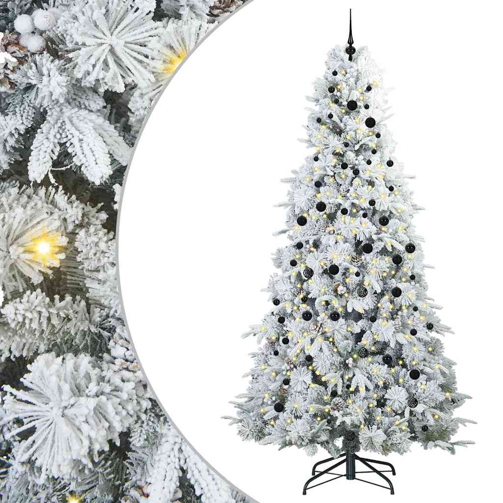 Kunstigt Hinged Juletræ med 300 LED'er Hvid 240 cm PE og PVC