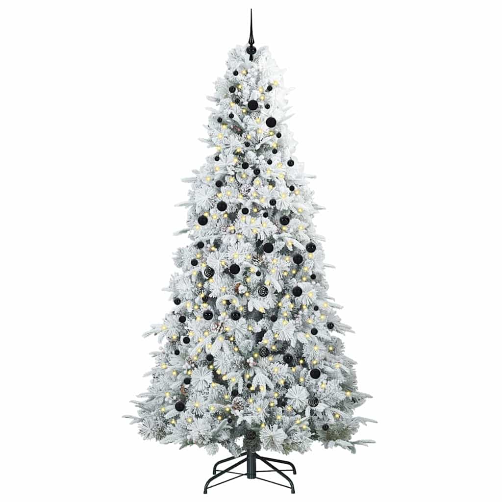 Kunstigt Hinged Juletræ med 300 LED'er Hvid 240 cm PE og PVC