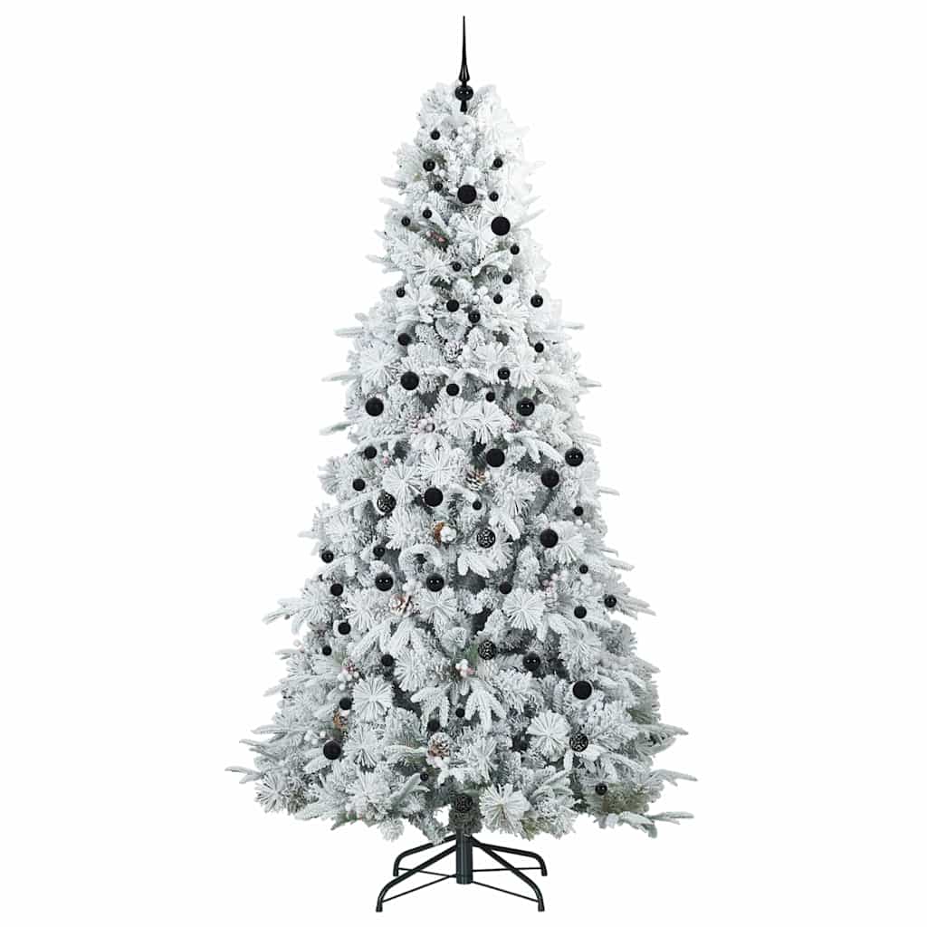 Kunstigt Hinged Juletræ med 300 LED'er Hvid 240 cm PE og PVC