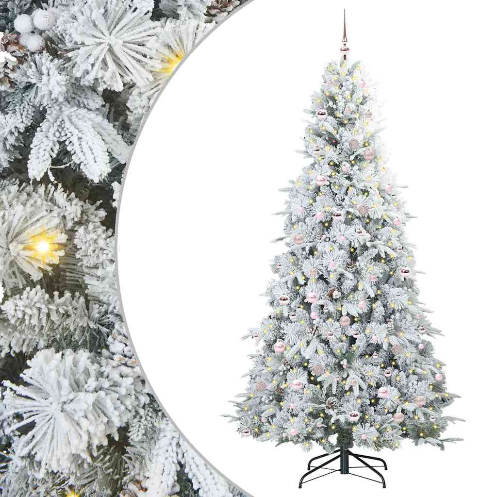 Kunstigt Hinged Juletræ med 300 LED'er Hvid 240 cm PE og PVC