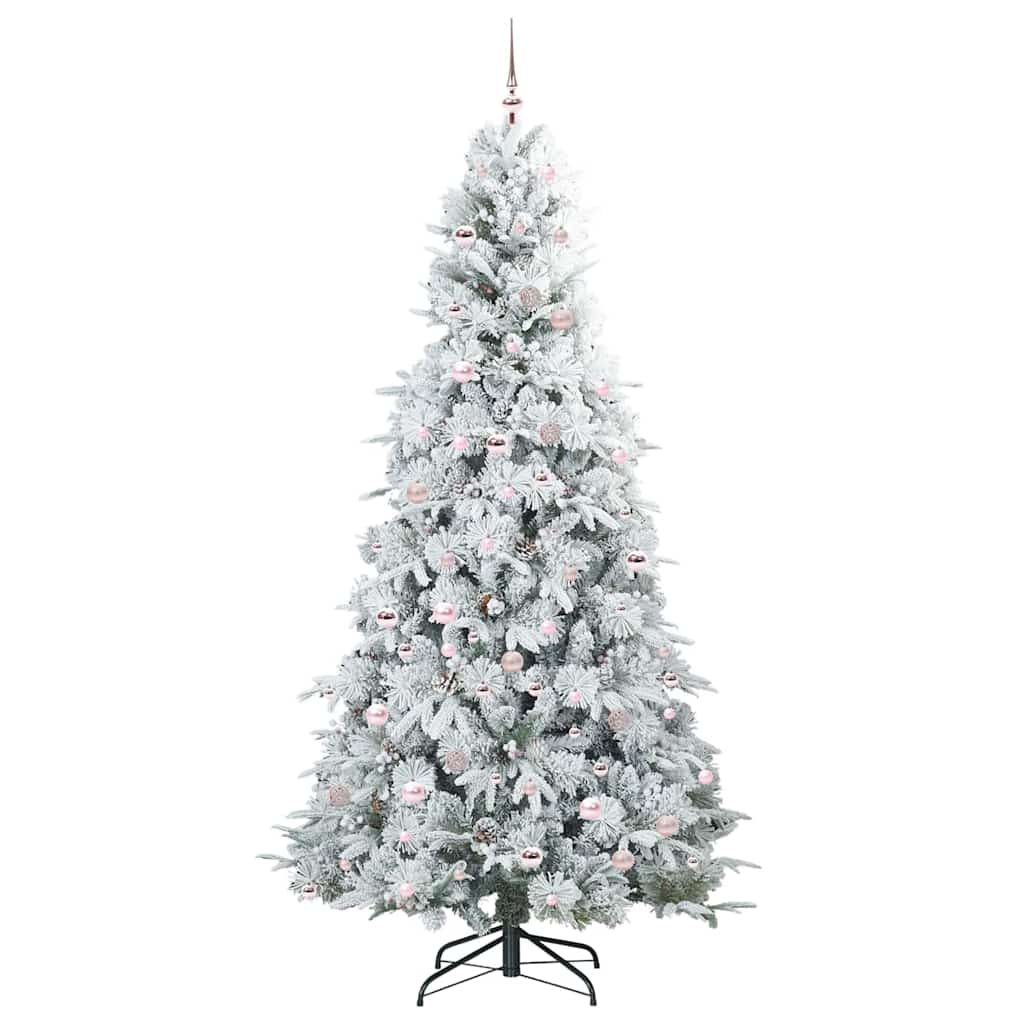 Kunstigt Hinged Juletræ med 300 LED'er Hvid 240 cm PE og PVC