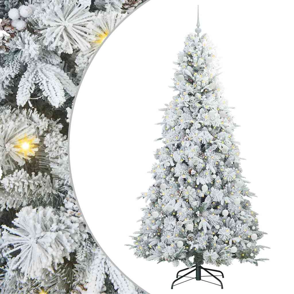 Kunstigt Hinged Juletræ med 300 LED'er Hvid 240 cm PE og PVC