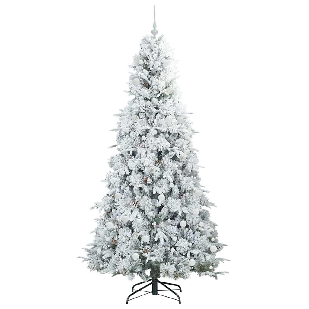 Kunstigt Hinged Juletræ med 300 LED'er Hvid 240 cm PE og PVC