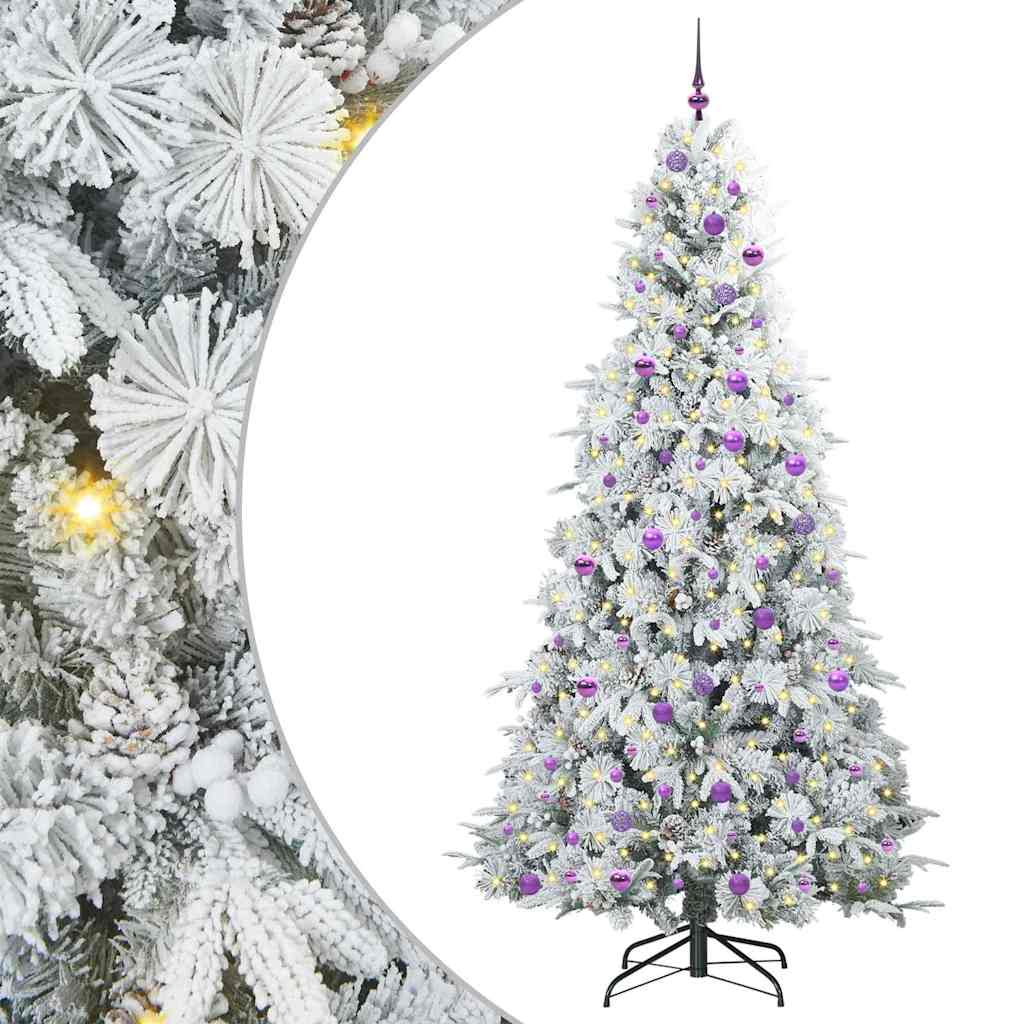 Kunstigt Hinged Juletræ med 300 LED'er Hvid 240 cm PE og PVC