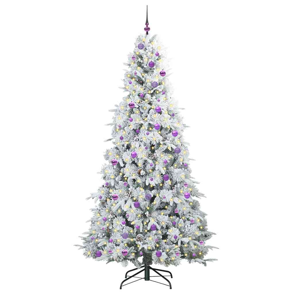 Kunstigt Hinged Juletræ med 300 LED'er Hvid 240 cm PE og PVC