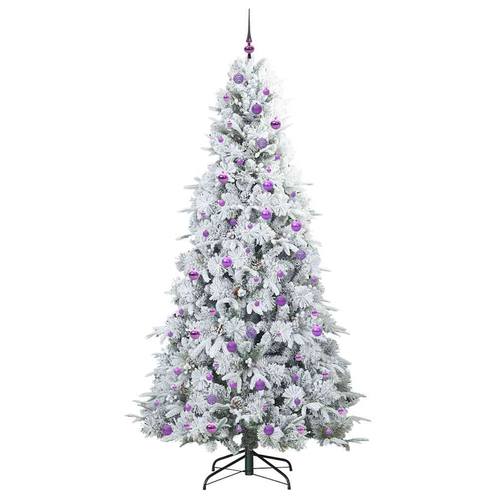 Kunstigt Hinged Juletræ med 300 LED'er Hvid 240 cm PE og PVC