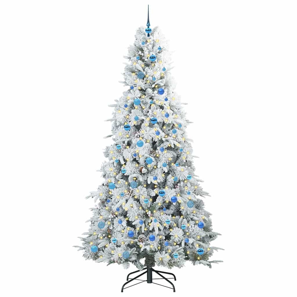 Kunstigt Hinged Juletræ med 300 LED'er Hvid 240 cm PE og PVC