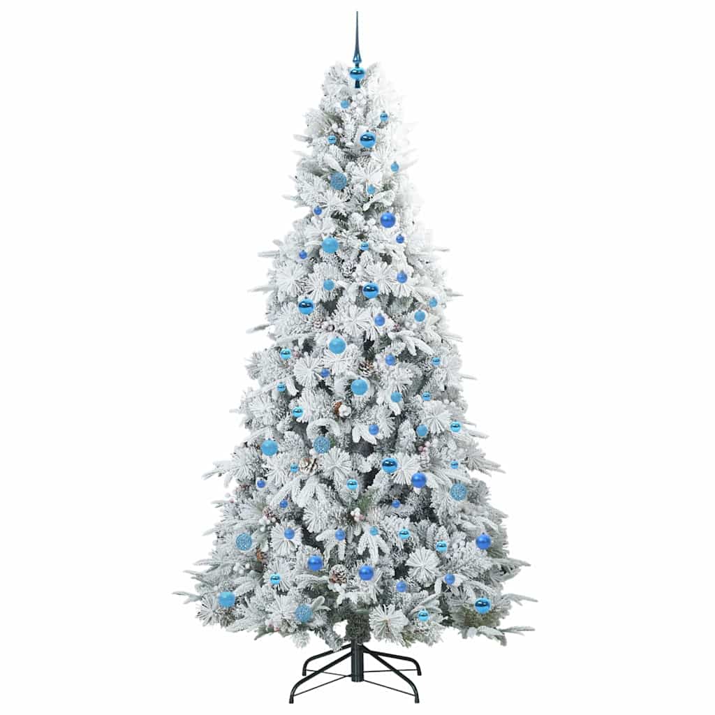 Kunstigt Hinged Juletræ med 300 LED'er Hvid 240 cm PE og PVC