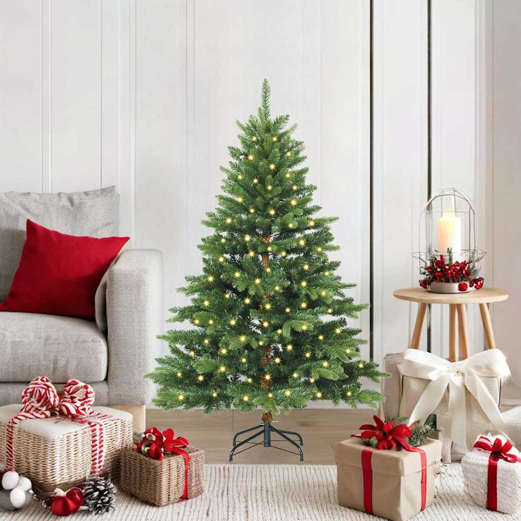Kunstigt juletræ med 150 LED'er Grøn 120 cm PE og PVC