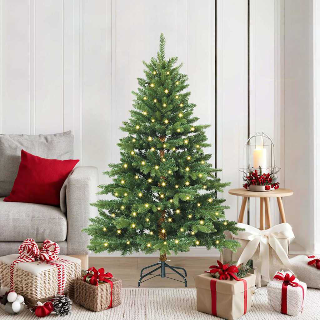 Kunstigt juletræ med 150 LED'er Grøn 150 cm PE og PVC