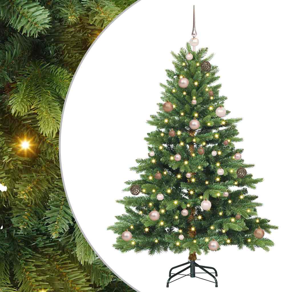 Kunstigt juletræ med 150 LED'er Grøn 150 cm PE og PVC