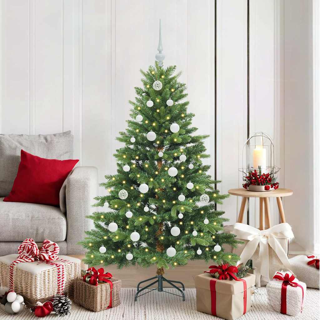 Kunstigt juletræ med 150 LED'er Grøn 150 cm PE og PVC