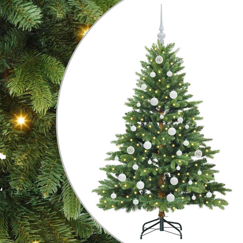 Kunstigt juletræ med 150 LED'er Grøn 150 cm PE og PVC
