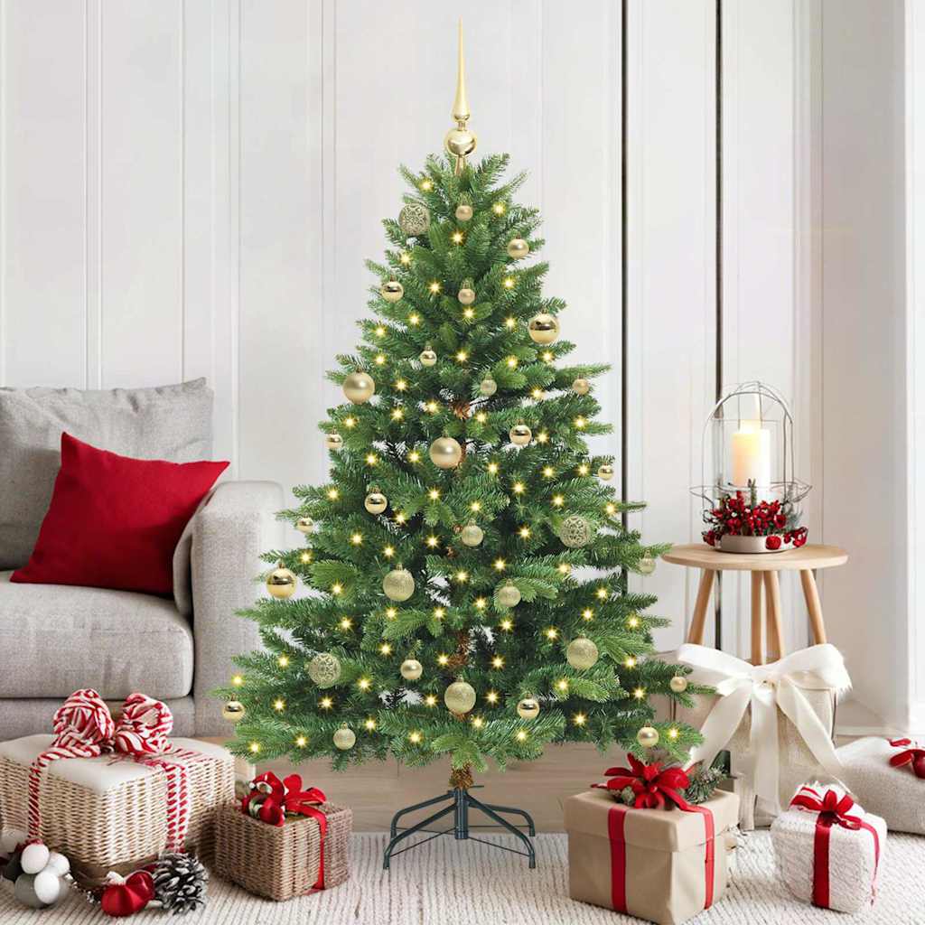 Kunstigt juletræ med 150 LED'er Grøn 150 cm PE og PVC