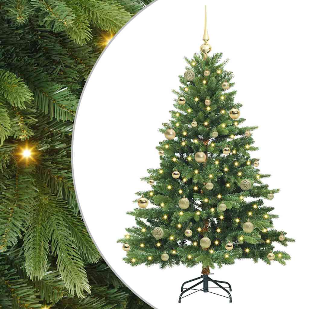 Kunstigt juletræ med 150 LED'er Grøn 150 cm PE og PVC