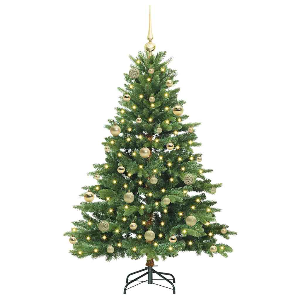 Kunstigt juletræ med 150 LED'er Grøn 150 cm PE og PVC