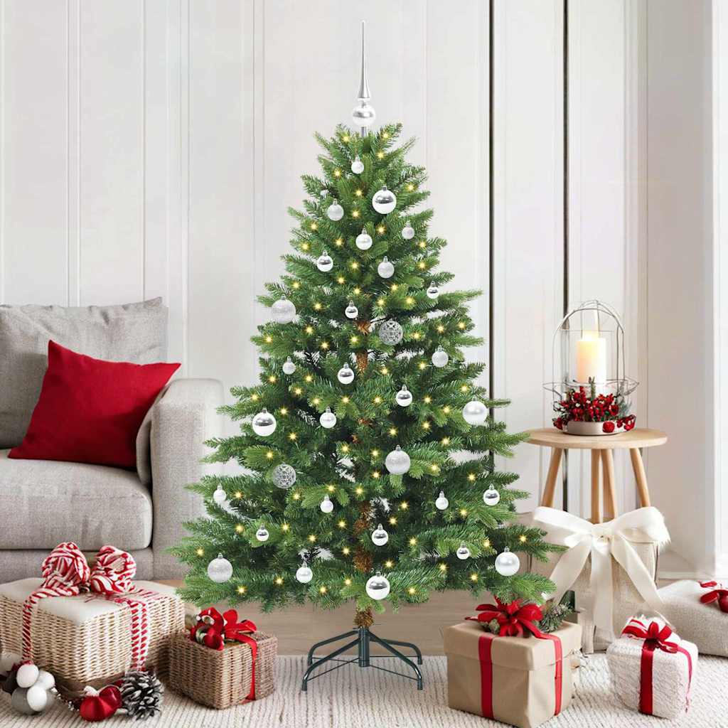 Kunstigt juletræ med 150 LED'er Grøn 150 cm PE og PVC