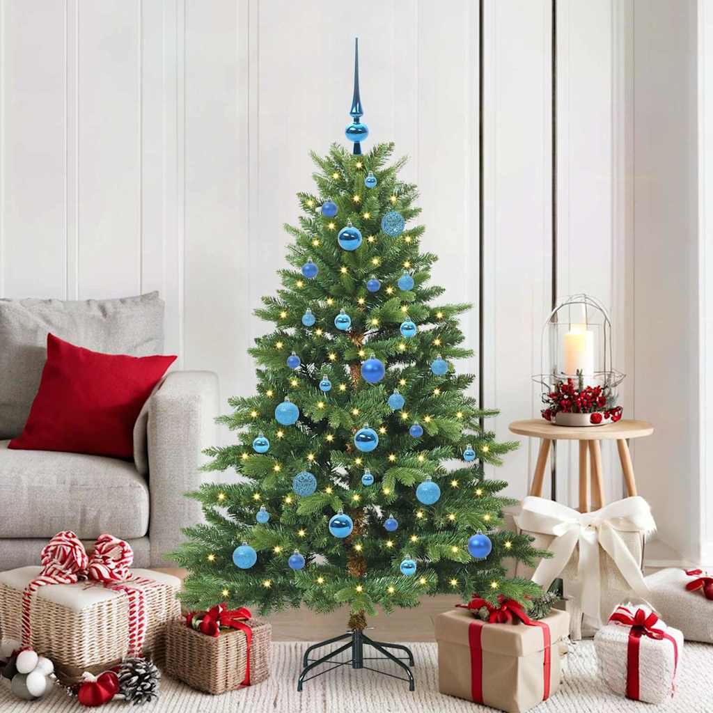 Kunstigt juletræ med 150 LED'er Grøn 150 cm PE og PVC