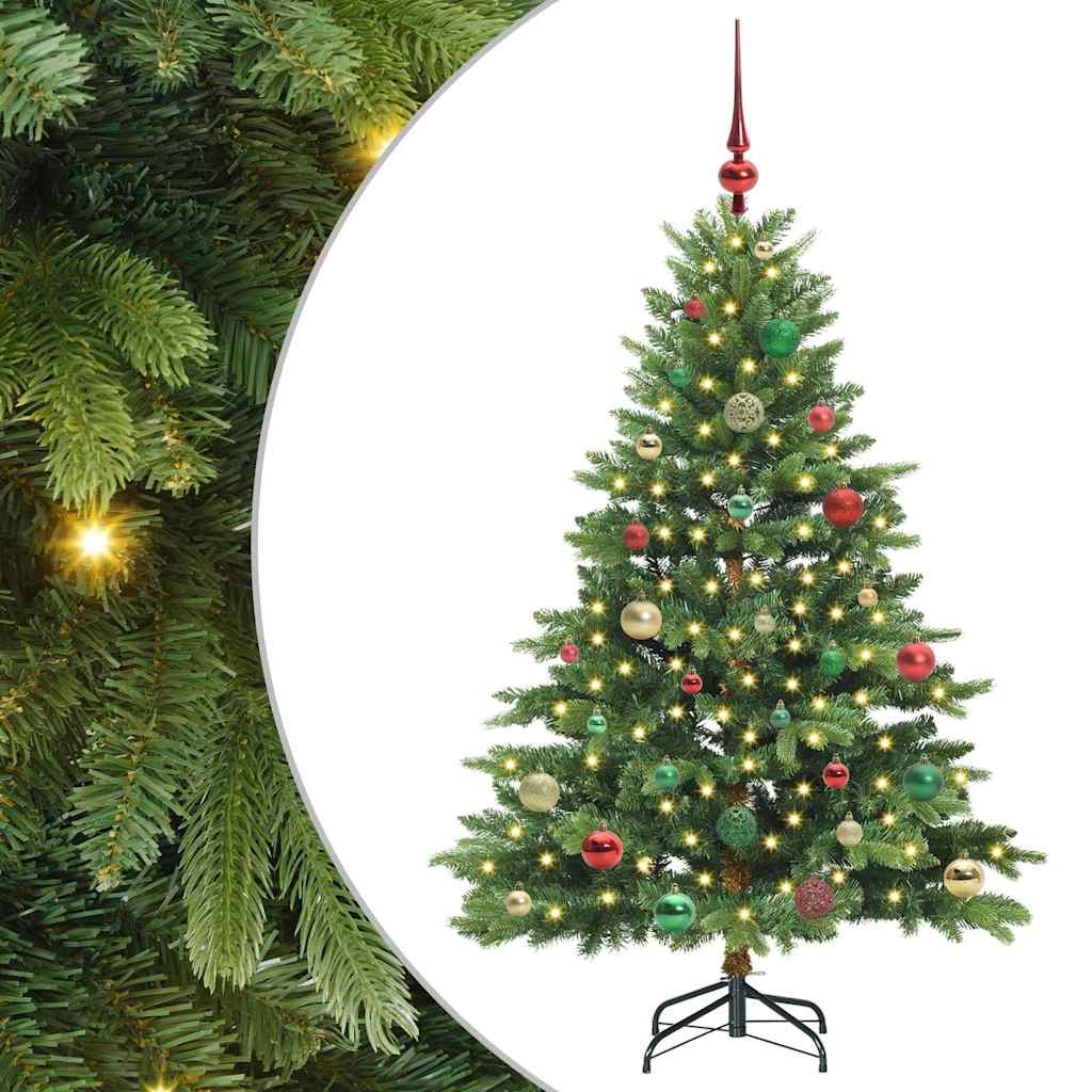 Kunstigt juletræ med 150 LED'er Grøn 150 cm PE og PVC