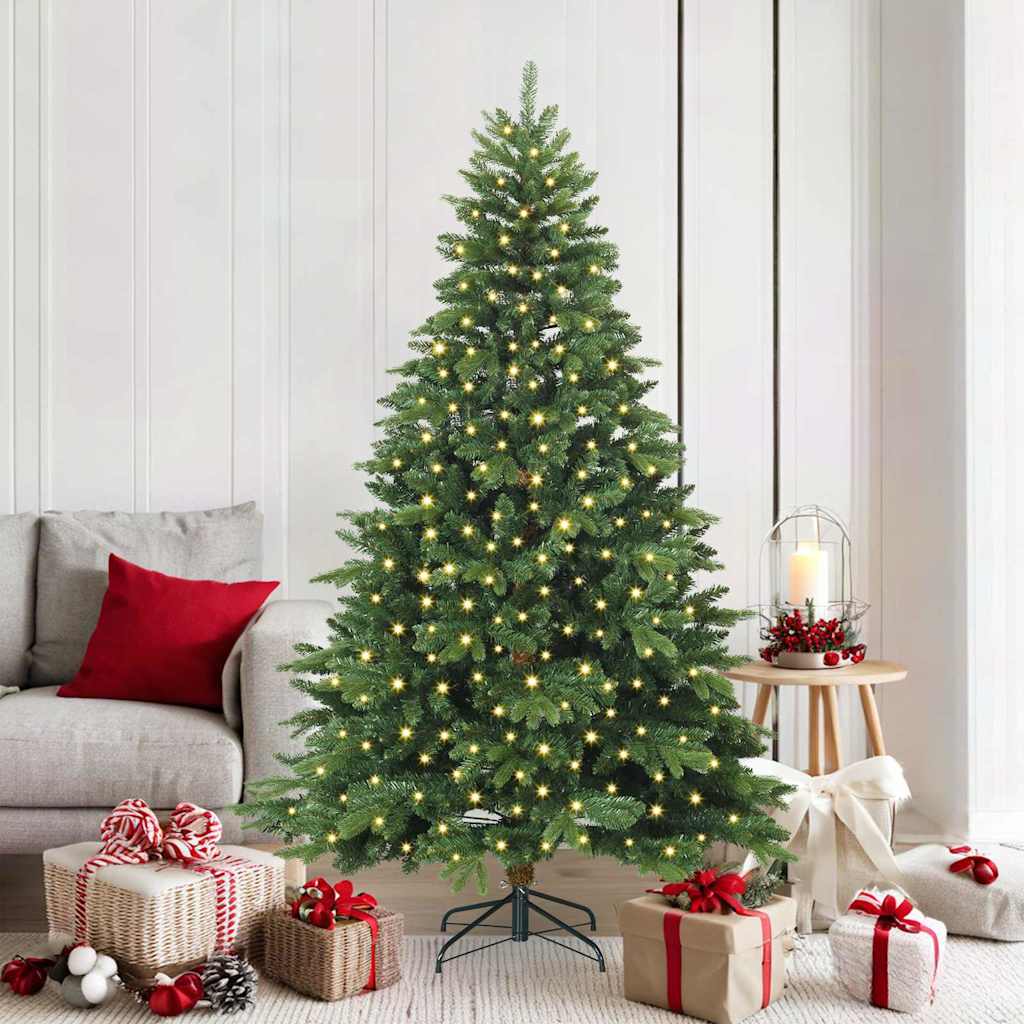 Kunstigt juletræ med 300 LED'er Grøn 180 cm PE og PVC