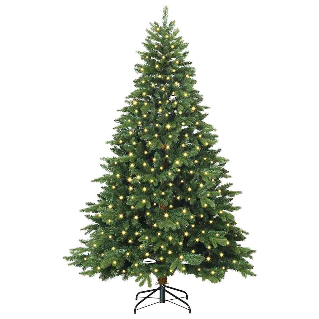 Kunstigt juletræ med 300 LED'er Grøn 180 cm PE og PVC