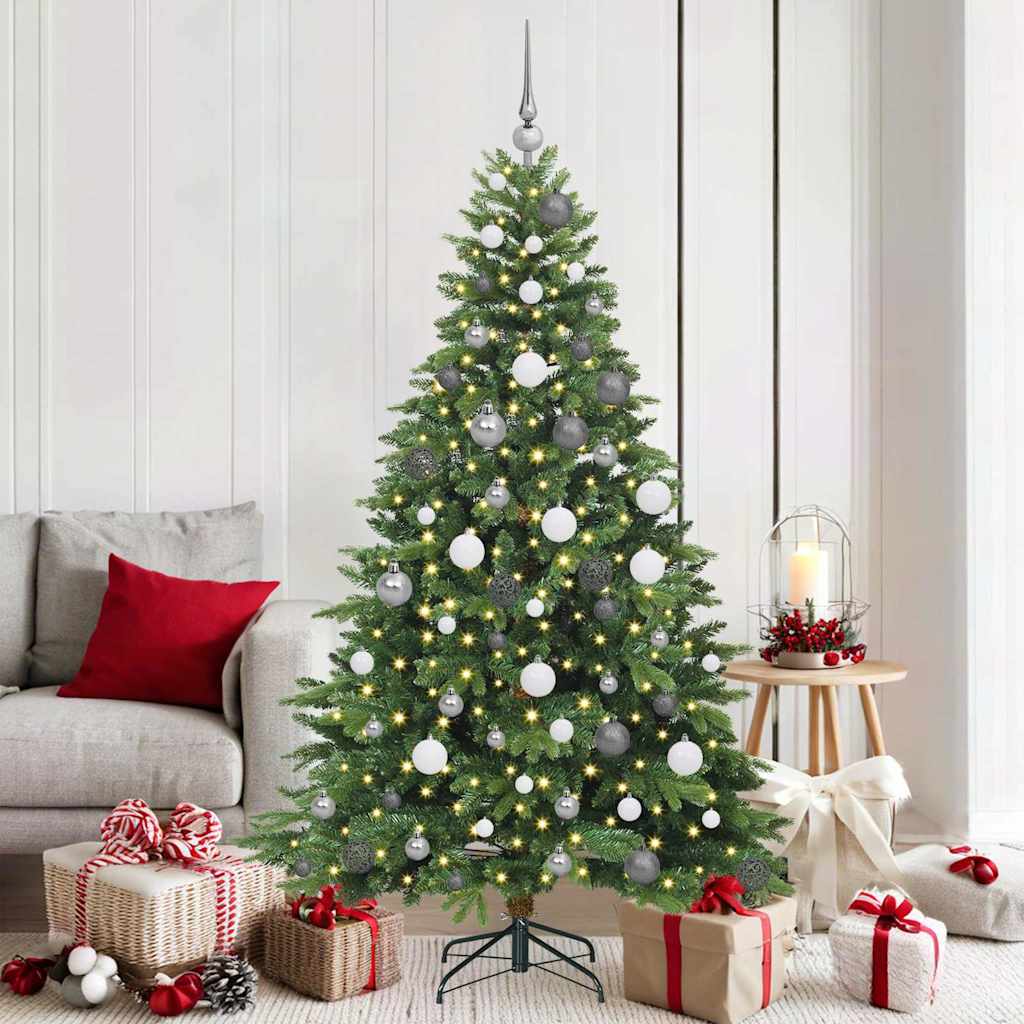 Kunstigt juletræ med 300 LED'er Grøn 180 cm PE og PVC
