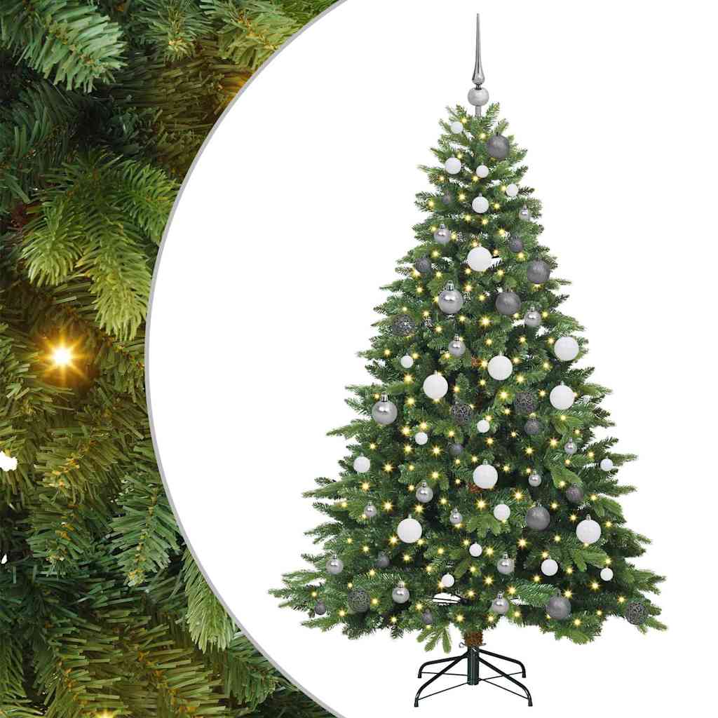 Kunstigt juletræ med 300 LED'er Grøn 180 cm PE og PVC