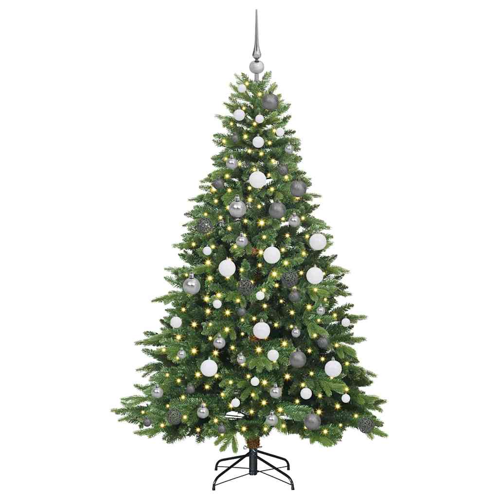 Kunstigt juletræ med 300 LED'er Grøn 180 cm PE og PVC