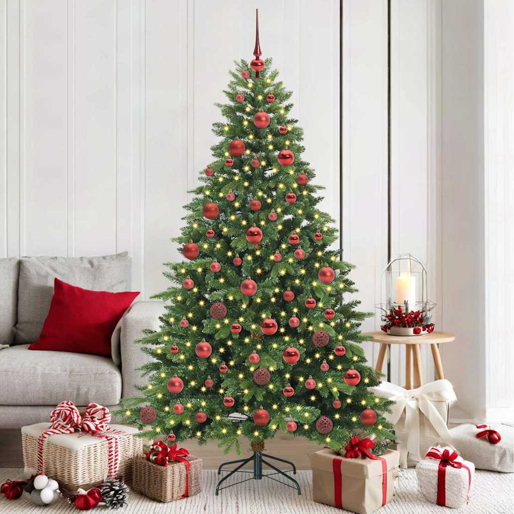 Kunstigt juletræ med 300 LED'er Grøn 180 cm PE og PVC