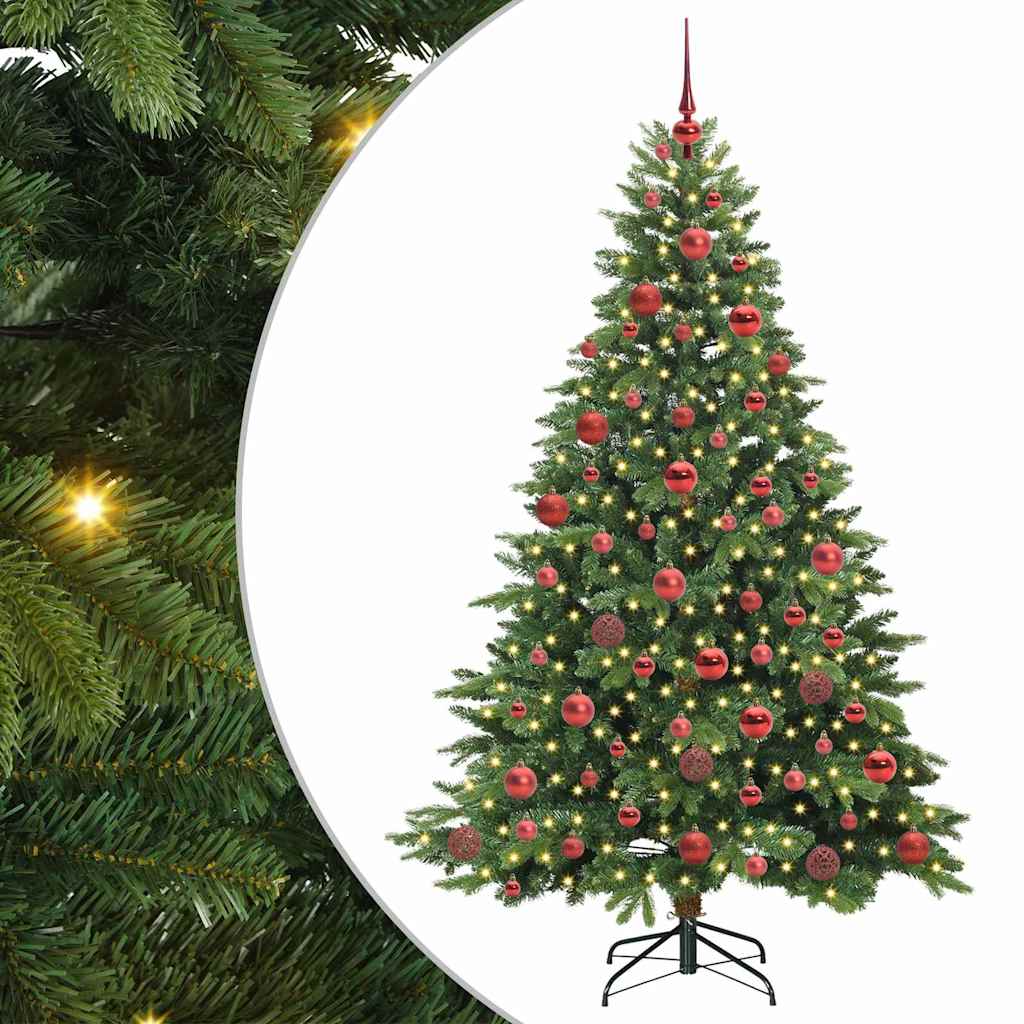 Kunstigt juletræ med 300 LED'er Grøn 180 cm PE og PVC