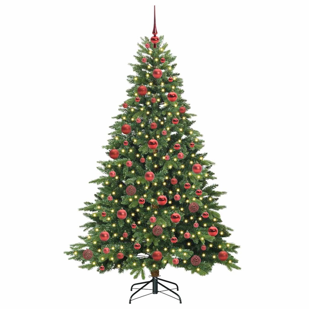 Kunstigt juletræ med 300 LED'er Grøn 180 cm PE og PVC