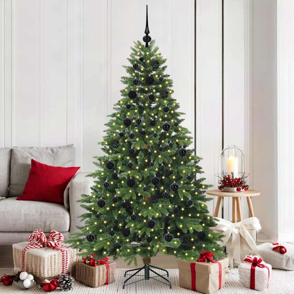 Kunstigt juletræ med 300 LED'er Grøn 180 cm PE og PVC