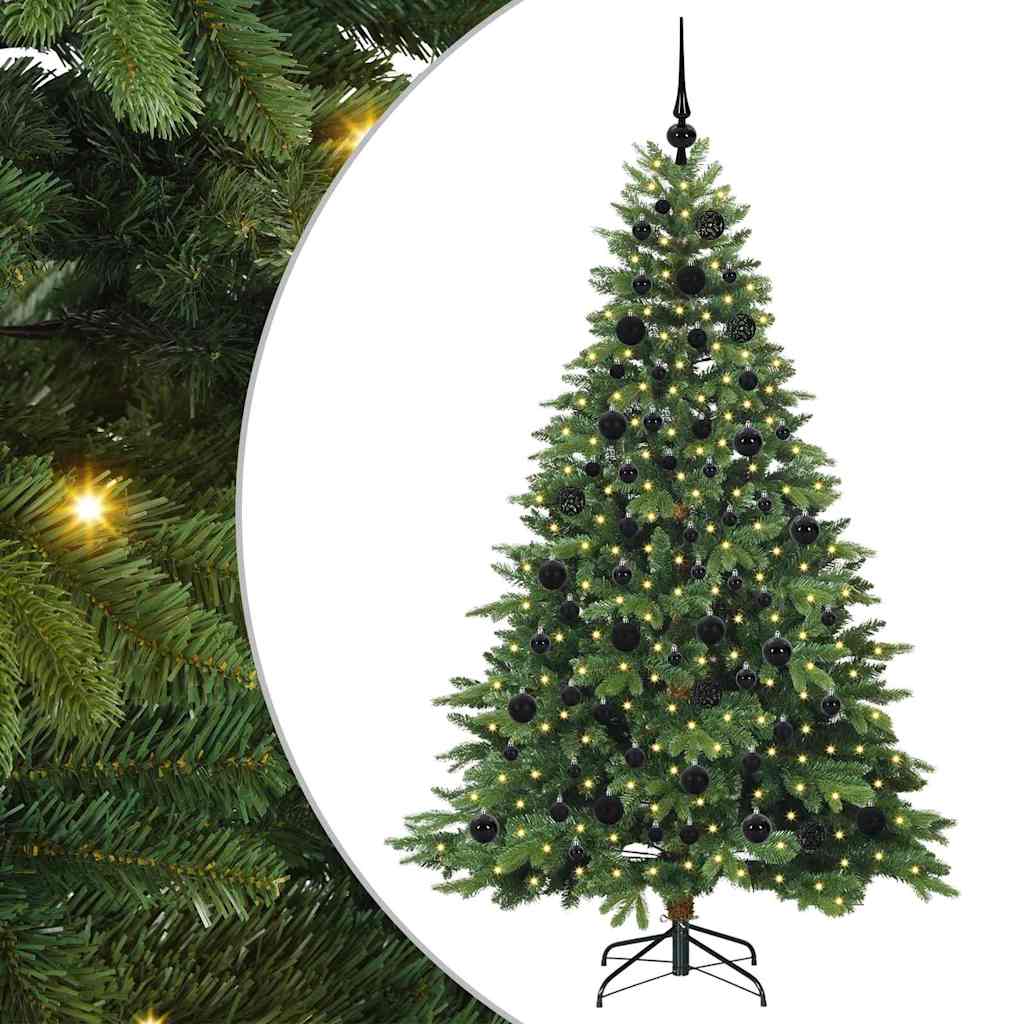 Kunstigt juletræ med 300 LED'er Grøn 180 cm PE og PVC