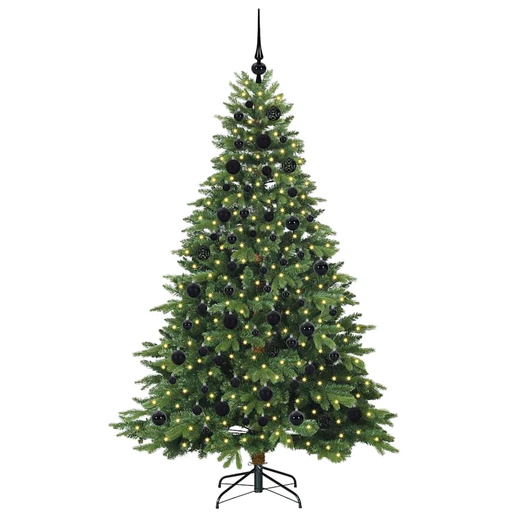 Kunstigt juletræ med 300 LED'er Grøn 180 cm PE og PVC