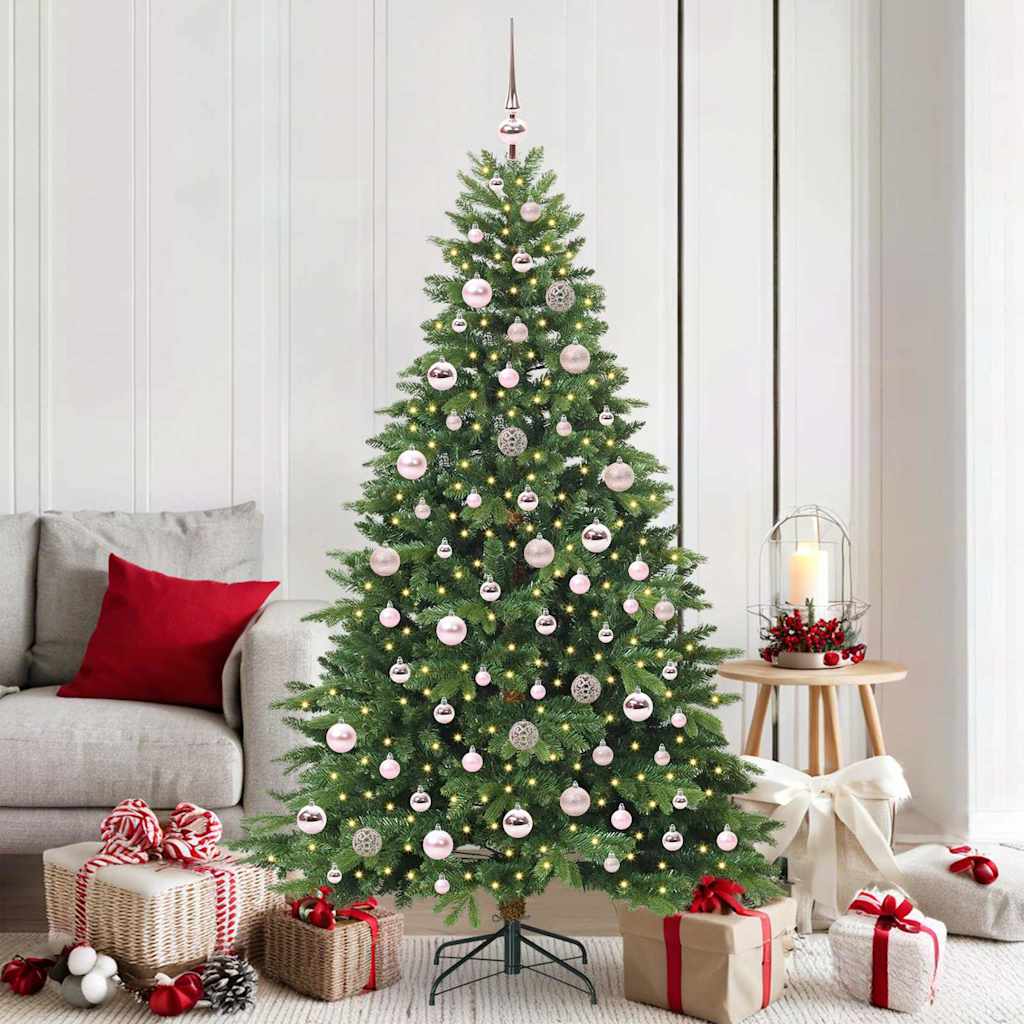 Kunstigt juletræ med 300 LED'er Grøn 180 cm PE og PVC