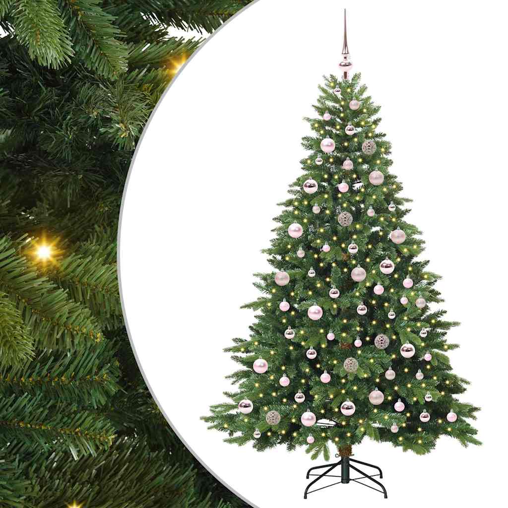 Kunstigt juletræ med 300 LED'er Grøn 180 cm PE og PVC