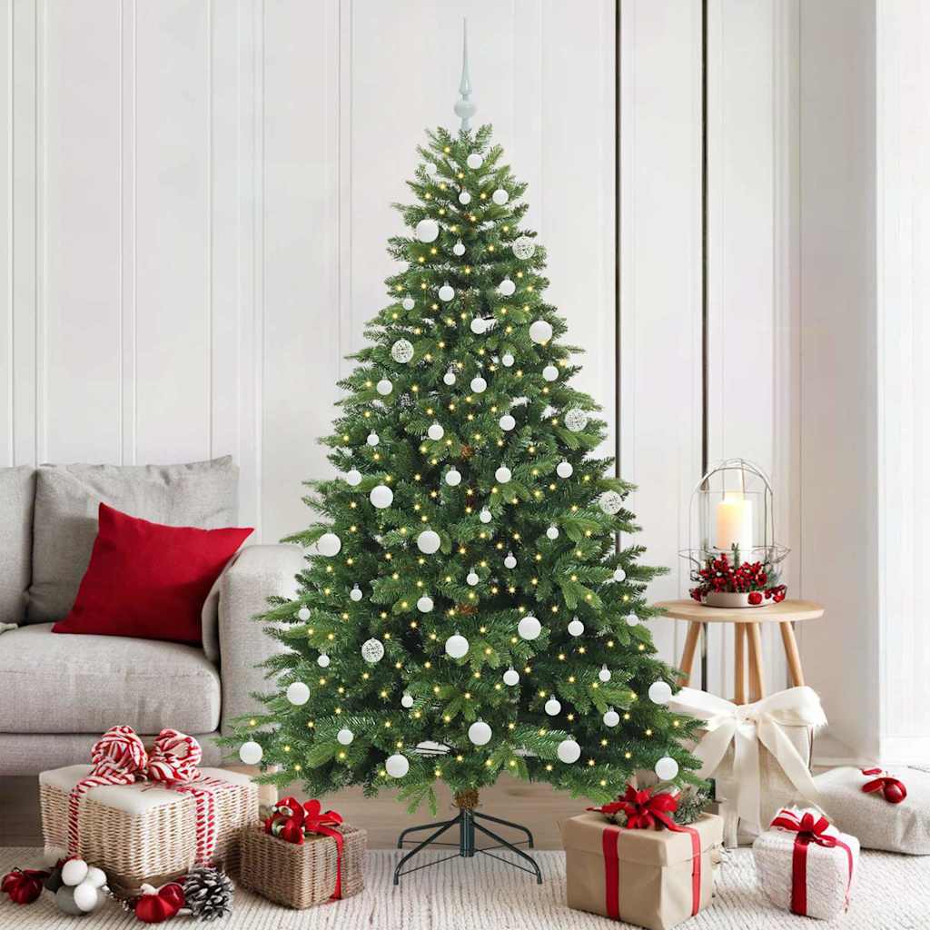 Kunstigt juletræ med 300 LED'er Grøn 180 cm PE og PVC