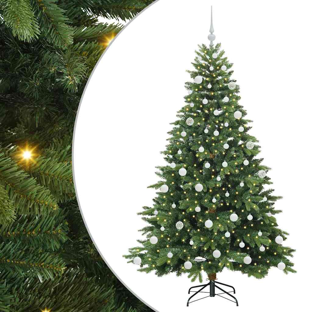 Kunstigt juletræ med 300 LED'er Grøn 180 cm PE og PVC