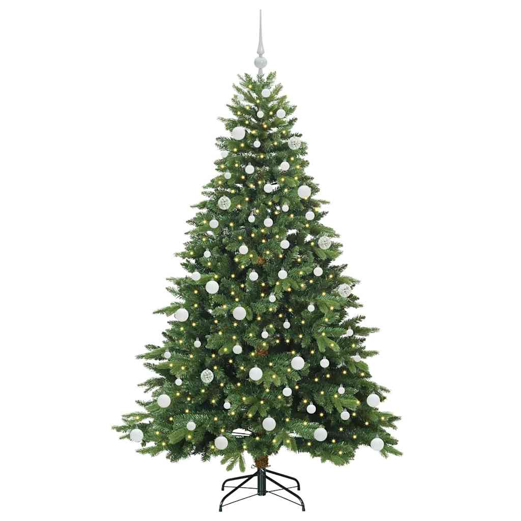 Kunstigt juletræ med 300 LED'er Grøn 180 cm PE og PVC