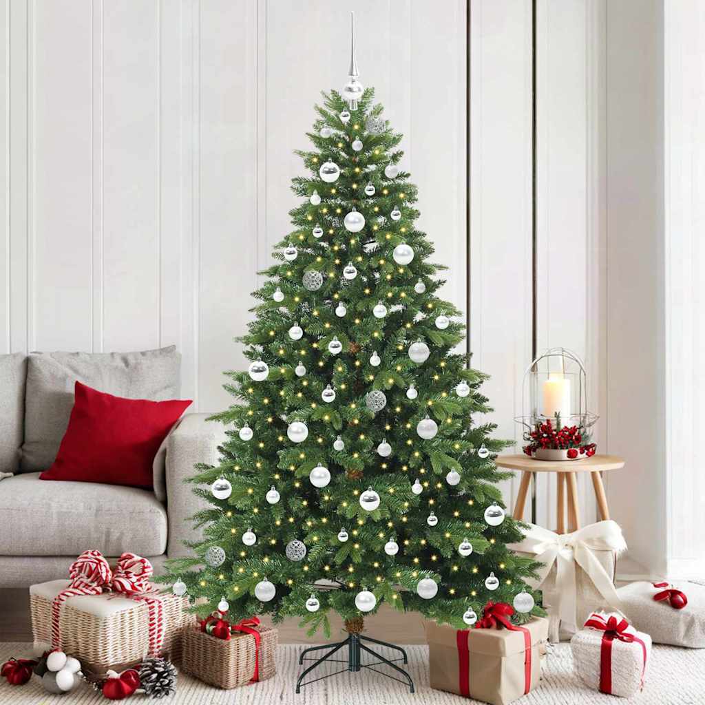 Kunstigt juletræ med 300 LED'er Grøn 180 cm PE og PVC