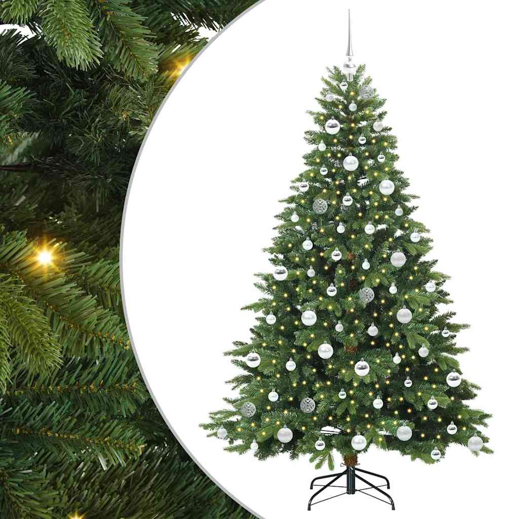 Kunstigt juletræ med 300 LED'er Grøn 180 cm PE og PVC